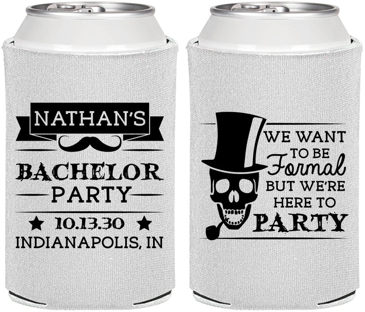 Personalized Bachelor Party Can Coolers - Formal Skeleton | 40048