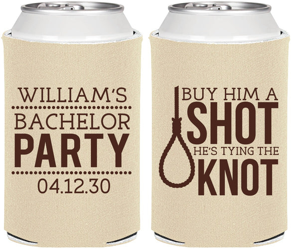 Personalized Bachelor Party Can Coolers - Buy Him A Shot | 40051