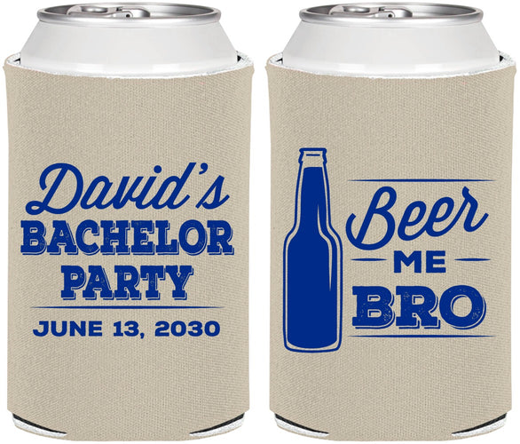 Personalized Bachelor Party Can Coolers - Beer Me Bro | 40071