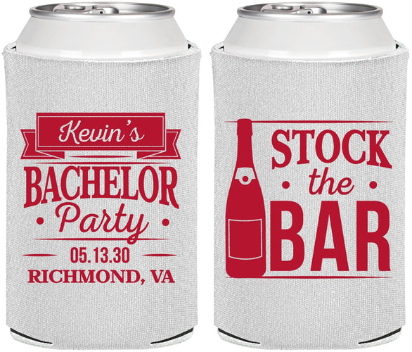Personalized Bachelor Party Can Coolers - Stock The Bar | 40073