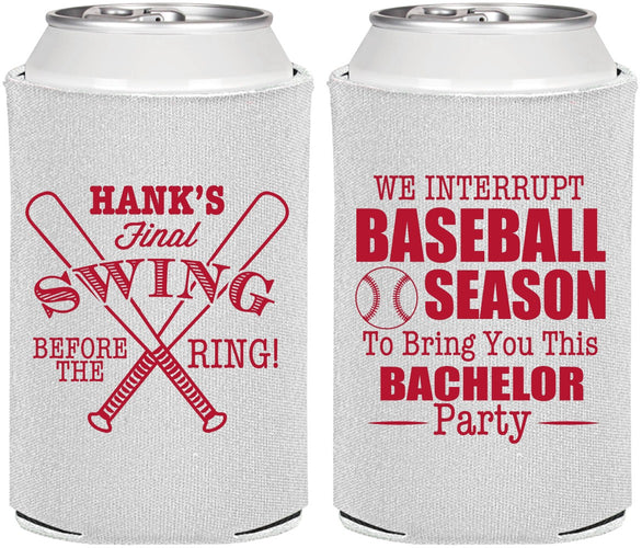 Personalized Bachelor Party Can Coolers - Baseball | 40075