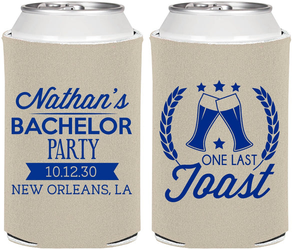 Personalized Bachelor Party Can Coolers - One Last Toast | 40095