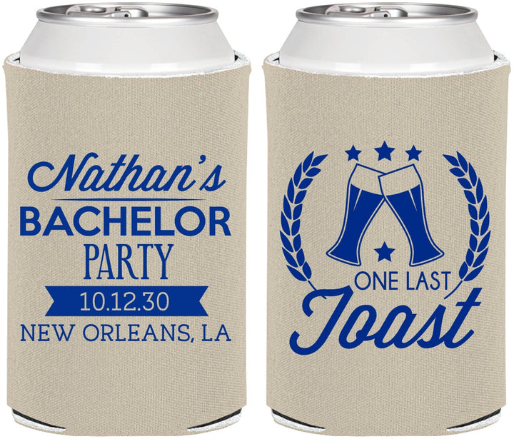 Personalized Bachelor Party Can Coolers - One Last Toast | 40095