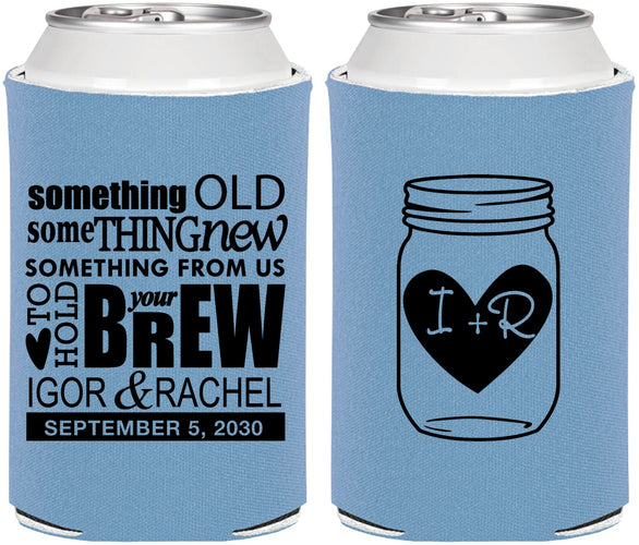 Personalized Wedding Can Coolers - Something Old Something New | 401