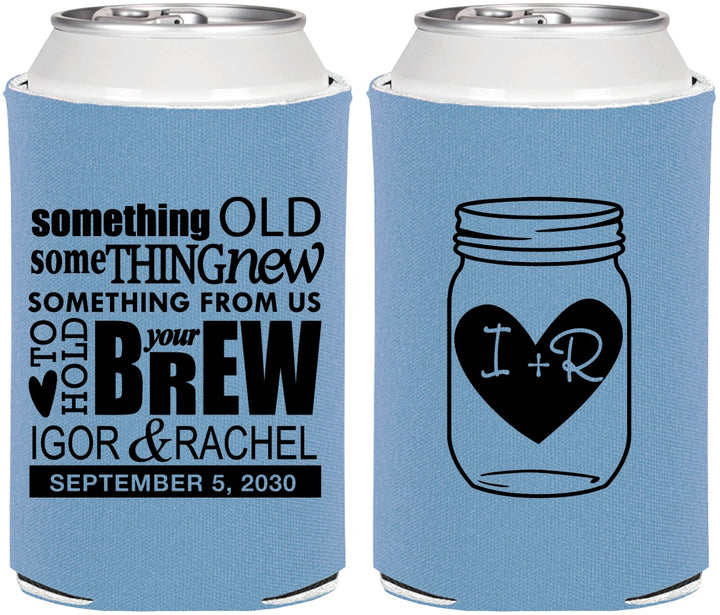 Personalized Wedding Can Coolers - Something Old Something New | 401