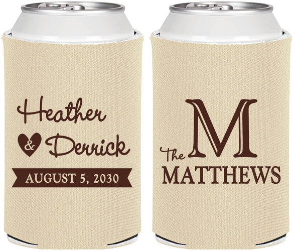 Personalized Wedding Can Coolers - Monogram | 402