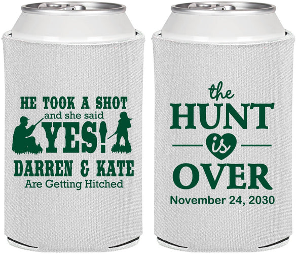 Personalized Wedding Can Coolers - The Hunt Is Over | 403