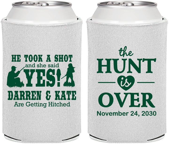 Personalized Wedding Can Coolers - The Hunt Is Over | 403