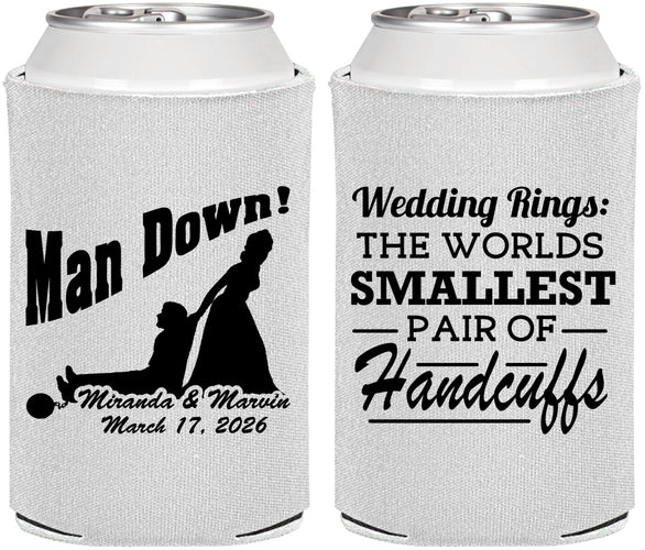 Personalized Wedding Can Coolers - Man Down | 407