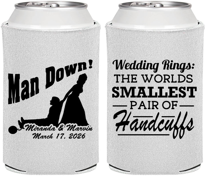 Personalized Wedding Can Coolers - Man Down | 407
