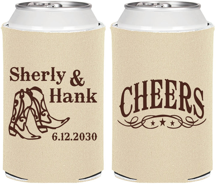 Personalized Wedding Can Coolers - Cheers Cowboy | 411