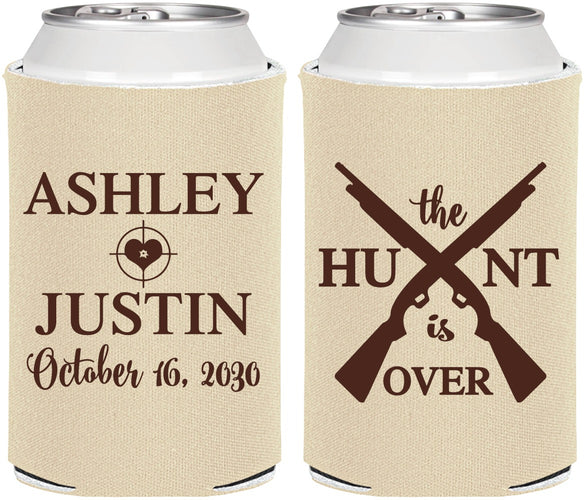 Personalized Wedding Can Coolers - The Hunt Is Over | 412