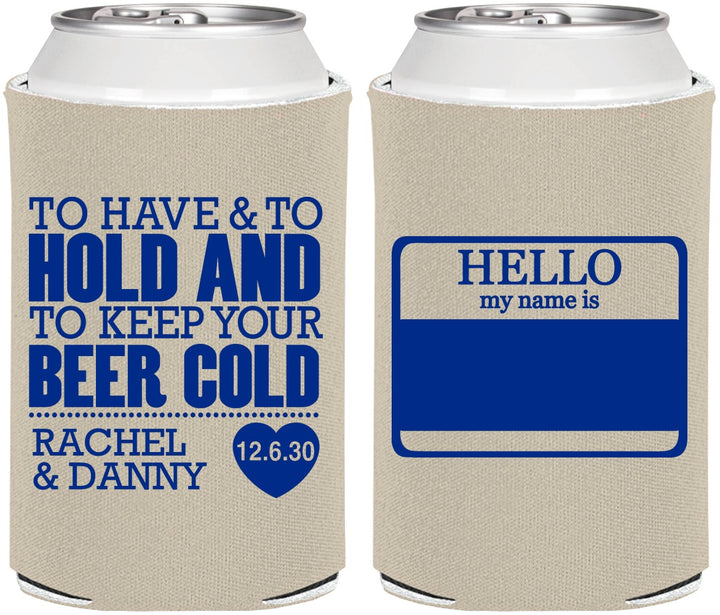 Personalized Wedding Can Coolers - Hello My Name Is | 418