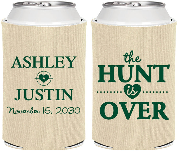 Personalized Wedding Can Coolers - The Hunt Is Over | 422