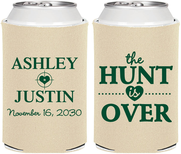 Personalized Wedding Can Coolers - The Hunt Is Over | 422