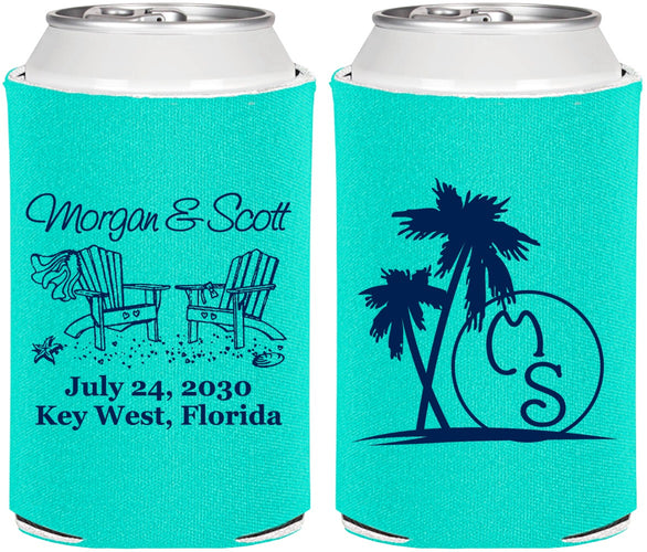 Personalized Wedding Can Coolers - Beach | 423