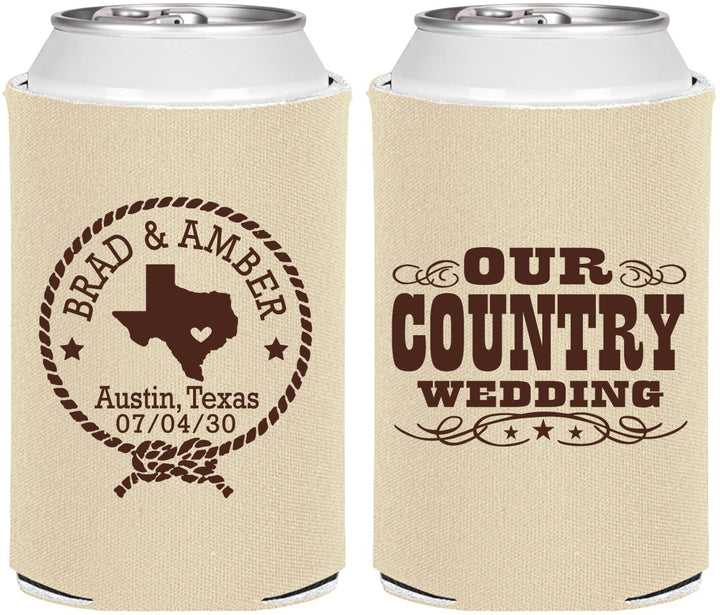 Personalized Wedding Can Coolers - Country Texas | 424