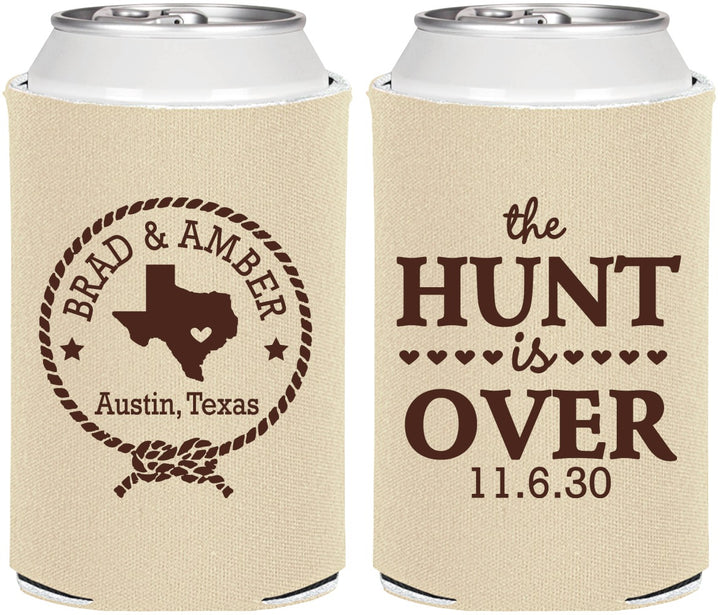 Personalized Wedding Can Coolers - The Hunt Is Over | 426