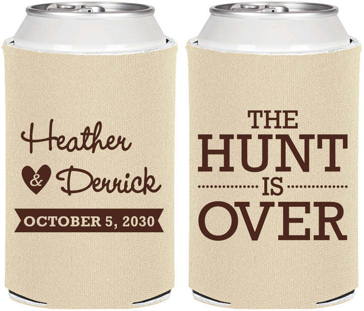 Personalized Wedding Can Coolers - The Hunt Is Over | 427