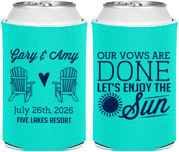 Personalized Wedding Can Coolers - Vows Are Done Enjoy Sun | 428