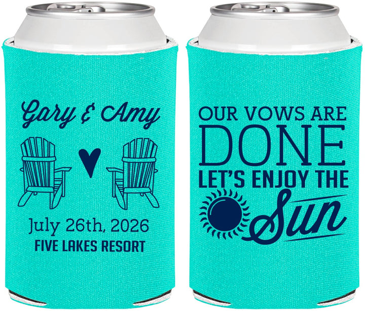 Personalized Wedding Can Coolers - Vows Are Done Enjoy Sun | 428