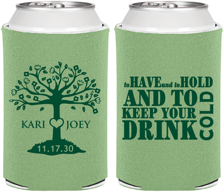 Personalized Wedding Can Coolers - To Have And To Hold | 438
