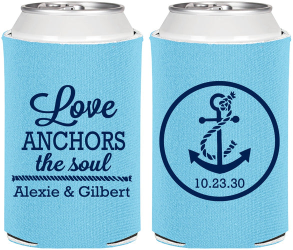 Personalized Wedding Can Coolers - Love Anchors The Soul | 440