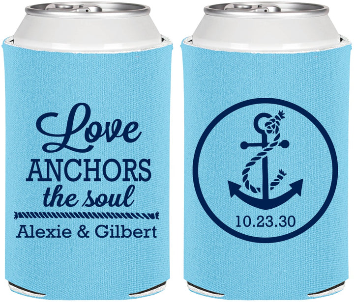 Personalized Wedding Can Coolers - Love Anchors The Soul | 440