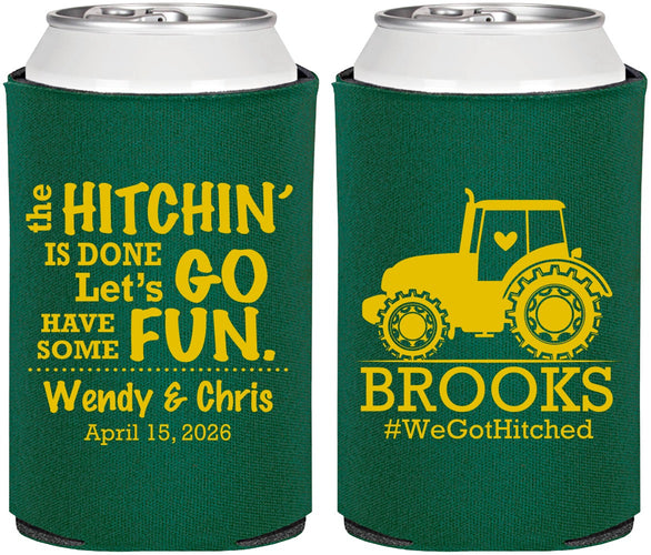 Personalized Wedding Can Coolers - Tractor Hitchin | 448