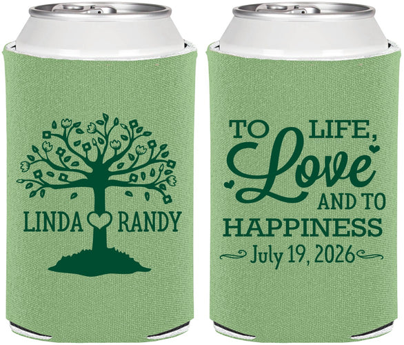 Personalized Wedding Can Coolers - Love And Happiness | 451