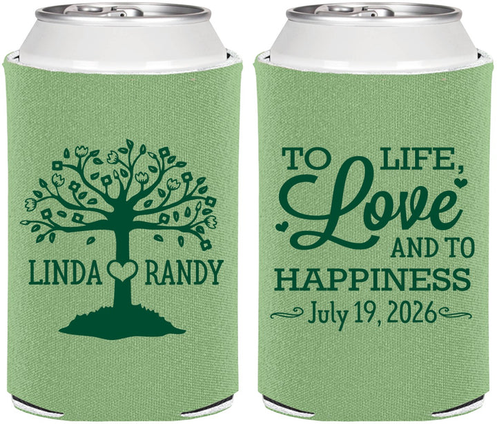 Personalized Wedding Can Coolers - Love And Happiness | 451