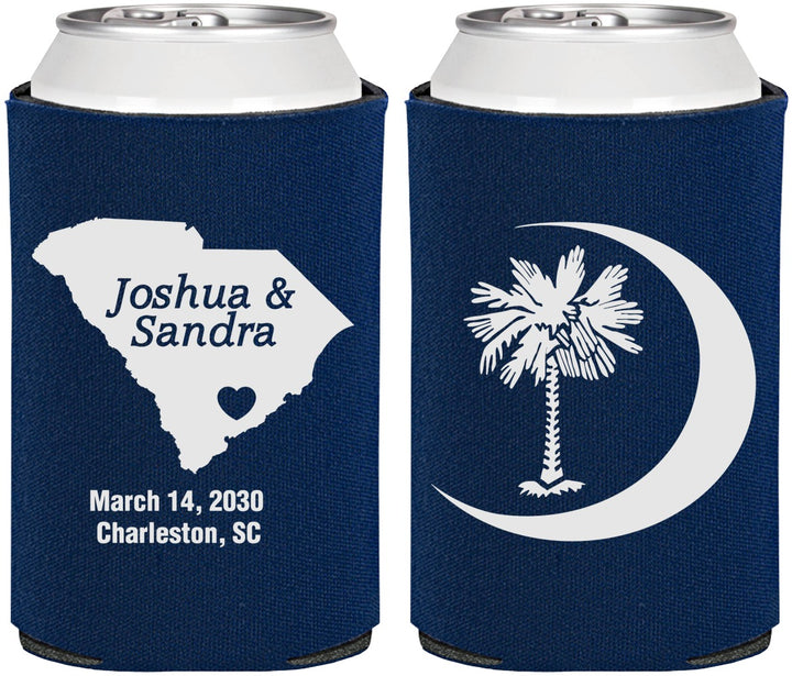 Personalized Wedding Can Coolers - Palmetto Tree | 475