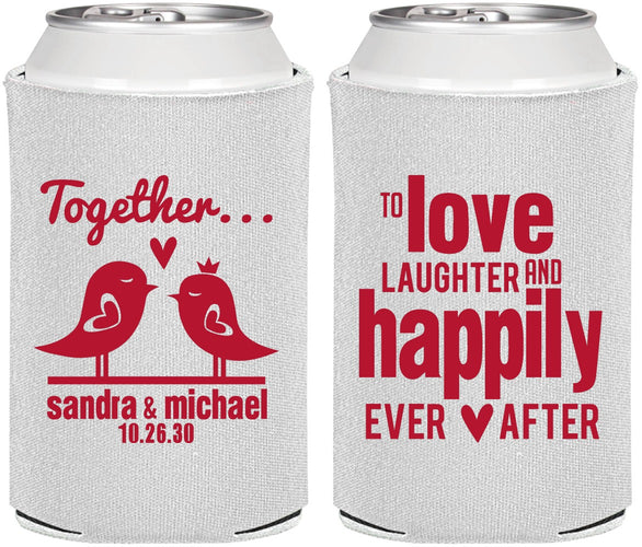 Personalized Wedding Can Coolers - Happily Ever After | 480