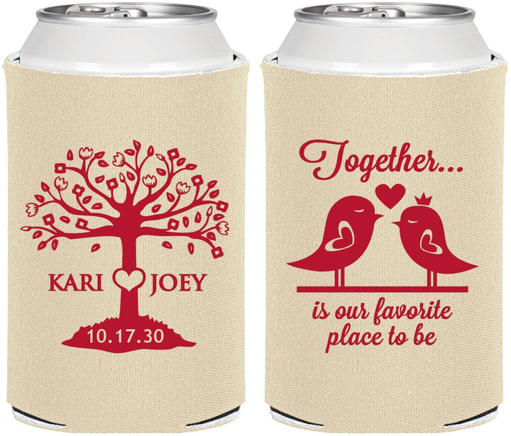 Personalized Wedding Can Coolers - Love Birds | 481