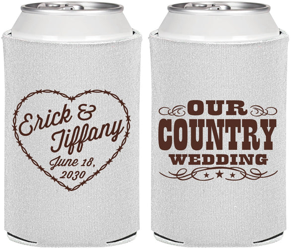 Personalized Wedding Can Coolers - Country Wedding | 484