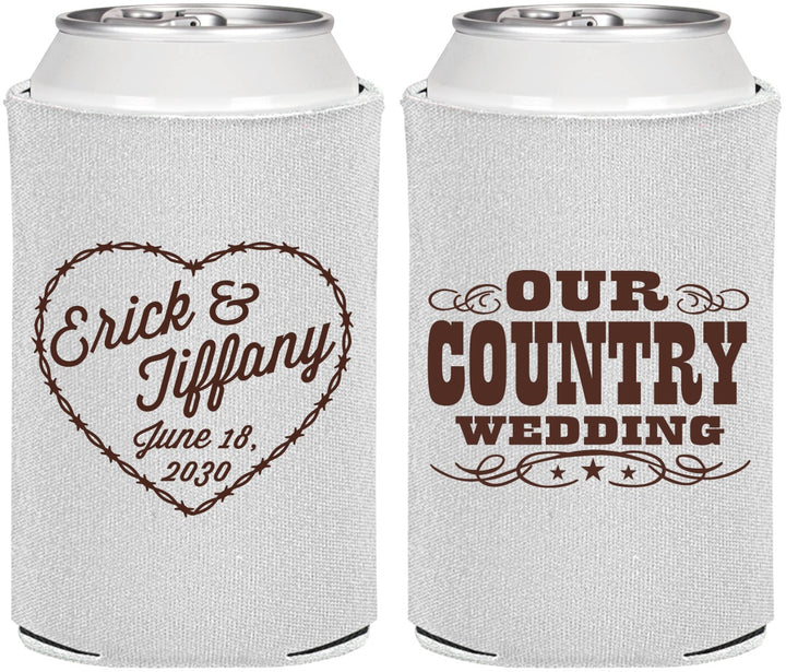 Personalized Wedding Can Coolers - Country Wedding | 484