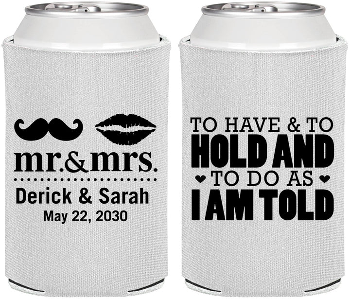 Personalized Wedding Can Coolers - To Have And To Hold | 491