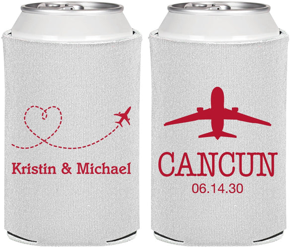 Personalized Wedding Can Coolers - Destination | 492