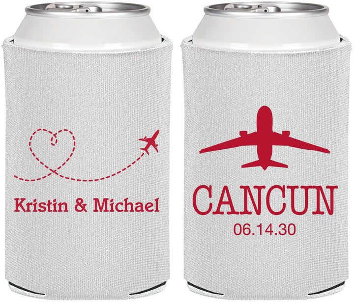 Personalized Wedding Can Coolers - Destination | 492
