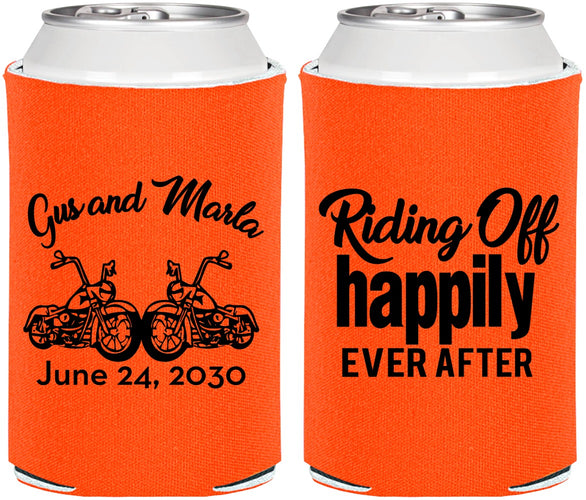 Personalized Wedding Can Coolers - Motorcycle | 493