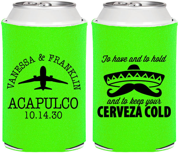 Personalized Wedding Can Coolers - Destination | 496