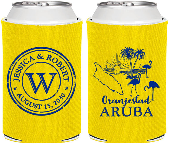 Personalized Wedding Can Coolers - Aruba | 505