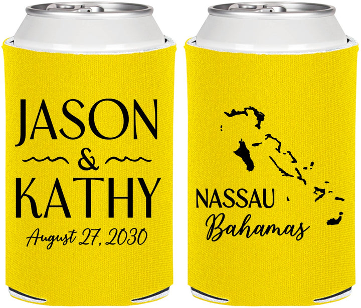 Personalized Wedding Can Coolers - Bahamas | 506