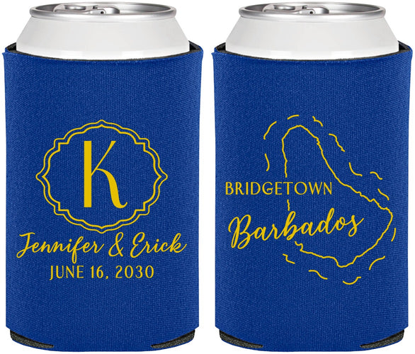 Personalized Wedding Can Coolers - Barbados | 508