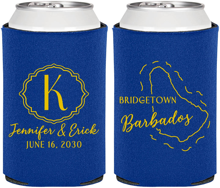 Personalized Wedding Can Coolers - Barbados | 508