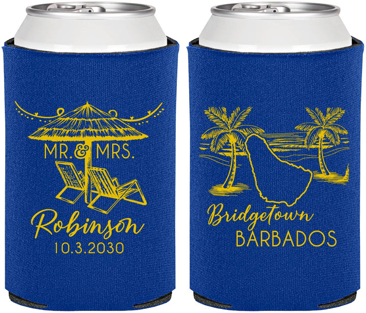 Personalized Wedding Can Coolers - Barbados | 509