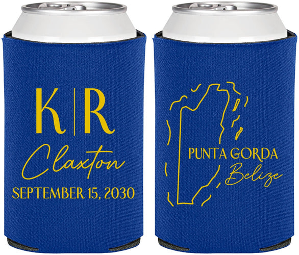 Personalized Wedding Can Coolers - Belize | 510