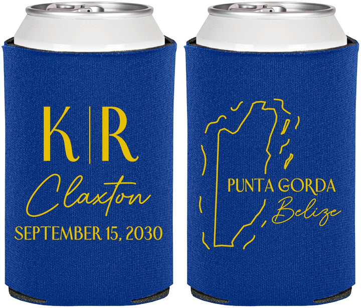 Personalized Wedding Can Coolers - Belize | 510