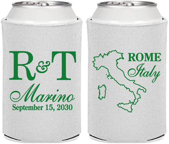 Personalized Wedding Can Coolers - Italy | 514