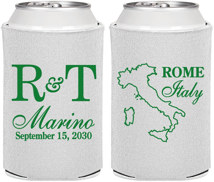 Personalized Wedding Can Coolers - Italy | 514